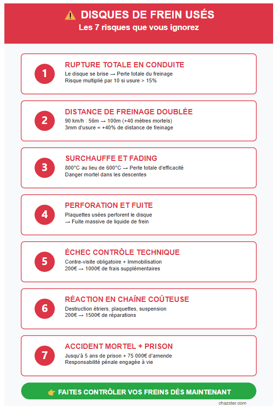Infographie disque de frein usé